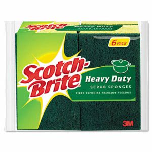 3M SCOTCH-BRITE HEAVY DUTY  GREEN &amp; YELLOW SCRUB SPONGE, 