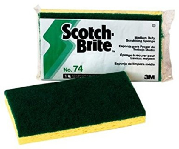 3M MEDIUM DUTY YELLOW/GREEN  SCRUB SPONGE #74N,