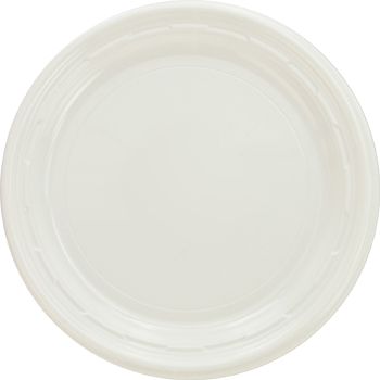 6"WHITE 1-COMPARTMENT DART PLASTIC PLATE 125/BG-8BG/CS