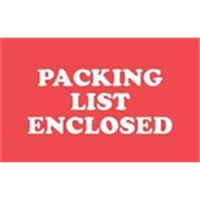 LABEL 2"X3" "PACKING LIST ENCLOSED" RED/WHITE 500/RL