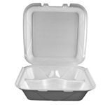 9" FOAM 3 COMPARTMENT HINGED CONTAINER 200/CS