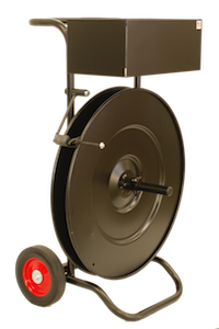 STANDARD DUTY STRAP DISPENSER W/BRAKE, 10" RUBBER TIRES