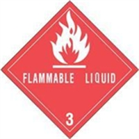 4X4 "FLAMMABLE LIQUID #3" RED LABEL, 500/ROLL