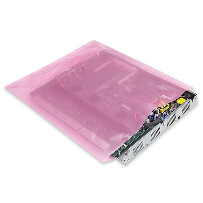 12X12 PINK ANTI-STATIC FLAT POLY BAG, 4MIL, 1000EA/CS