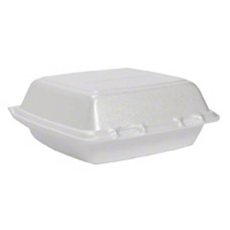 9"W X 9.375"L X 3"H WHITE STYROFOAM HINGED LID, 1