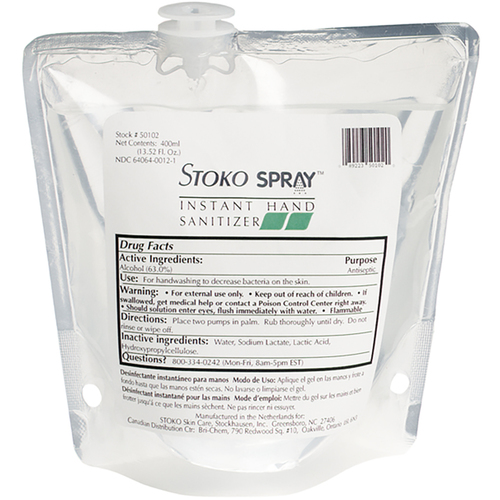 DEB STOKO SPRAY INSTANT HAND  SANITIZER, 400ML POUCH, 