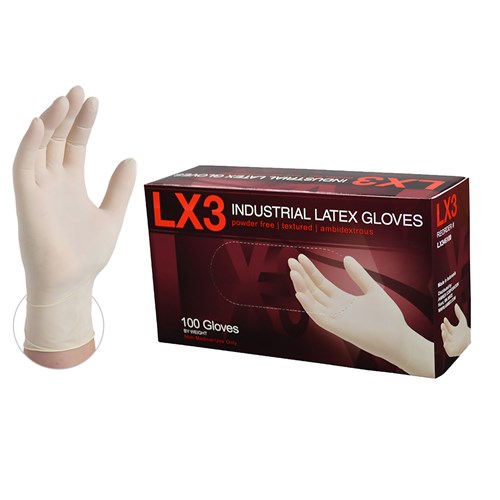 GLOVES LATEX, 3MIL, POWDER FREE, MEDIUM, 100EA/BOX