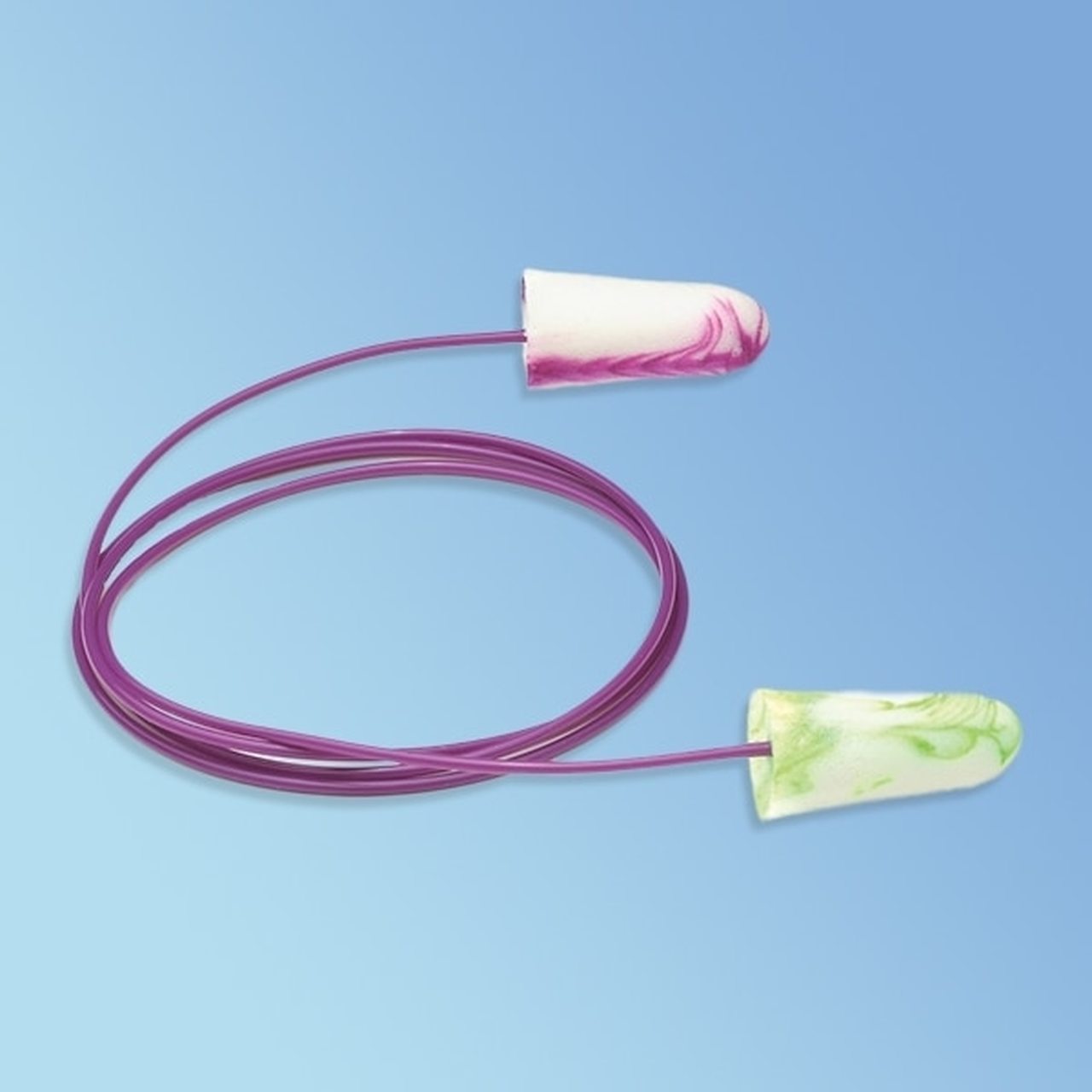 SINGLE USE EARPLUGS, CORDED,  ASSORTED COLORS, 100PR/BX