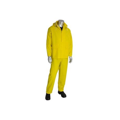 3 PIECE RAINSUIT, SIZE: LARGE -Yellow Color, 0.35mm PVC on 