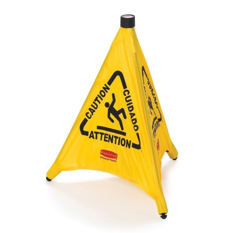 RUBBERMAID MULTILINGUAL  "CAUTION" 3 SIDED POP-UP 